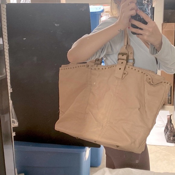 LF Deux Lux Tote Handbag Cream Nude Leather Spring ‘09 Blush Studded Large Bag - Picture 15 of 15